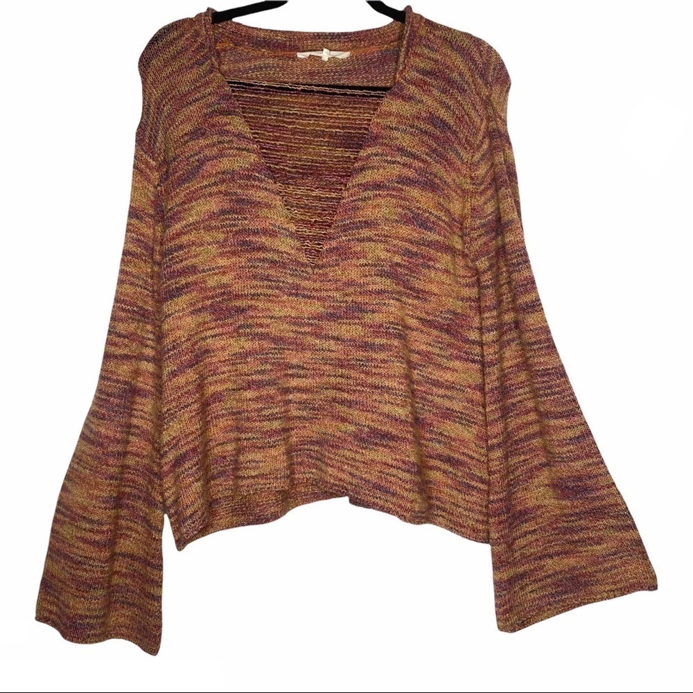 Rocks & Indigo Boho Style Long Sleeve Sweater V neck Knit